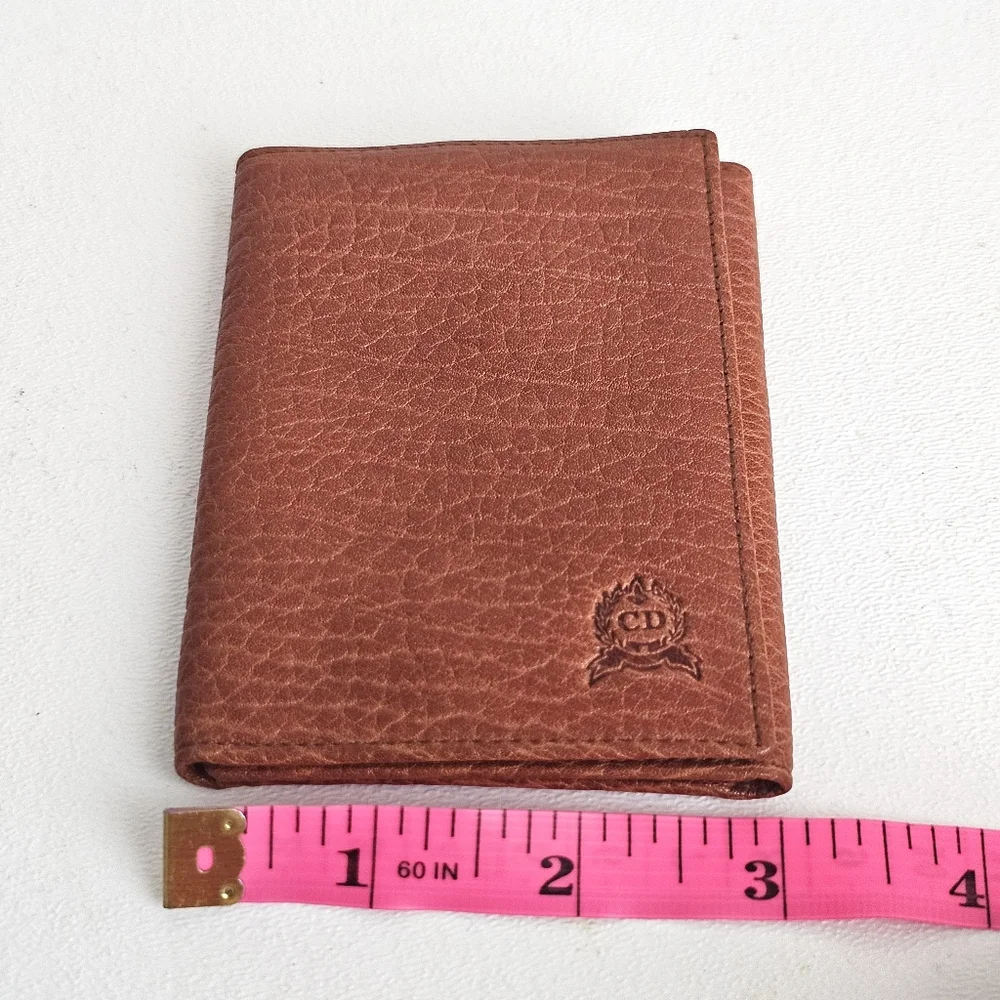Rare Christian Dior Vintage Pebbled Leather Bifold Wallet Made in Spain CD Logo
